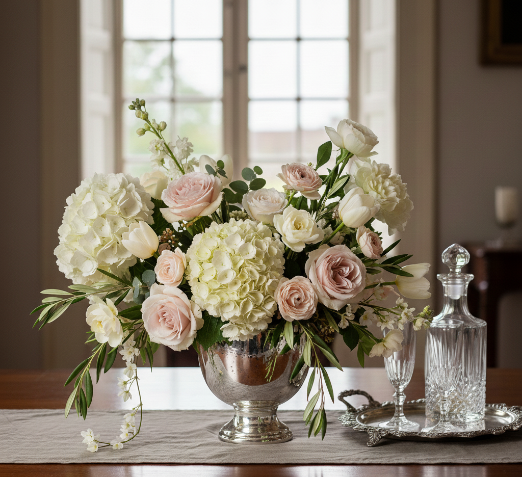 Smukke friske blomster arrangement